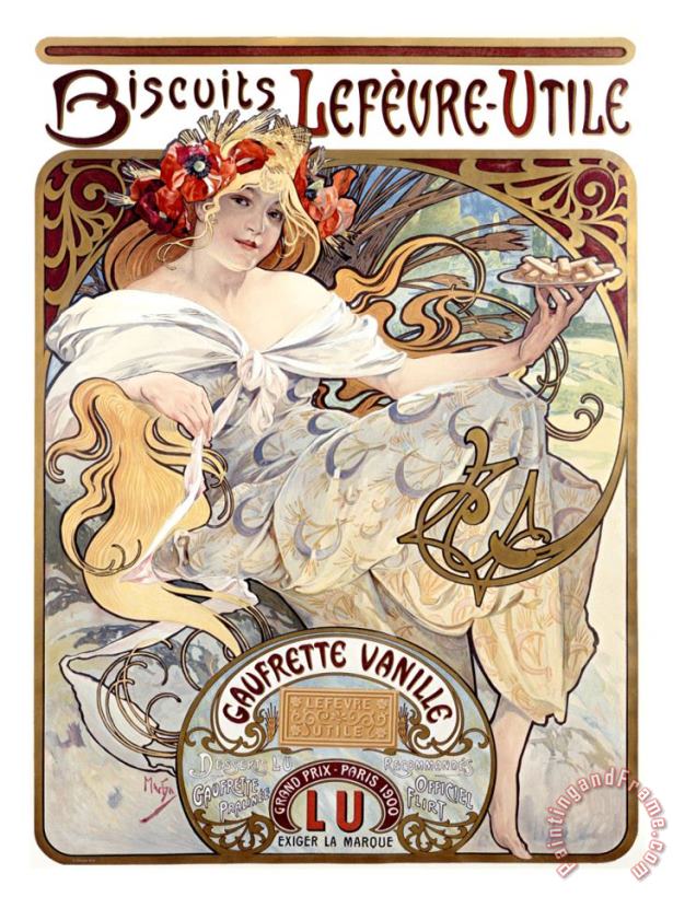 Lefevre Utile Biscuits painting - Alphonse Marie Mucha Lefevre Utile Biscuits Art Print