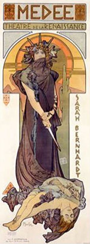 Medee Sarah Bernhardt painting - Alphonse Marie Mucha Medee Sarah Bernhardt Art Print