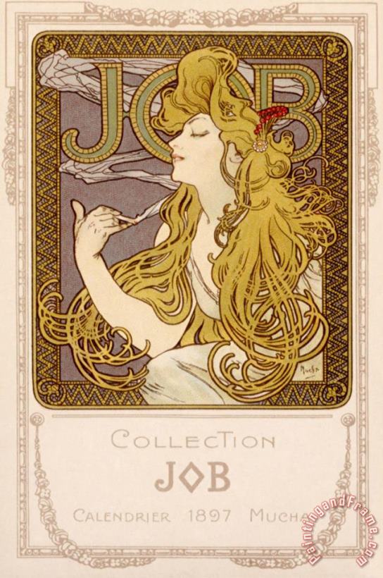 Mucha Nouveau Job Calendar Poster painting - Alphonse Marie Mucha Mucha Nouveau Job Calendar Poster Art Print