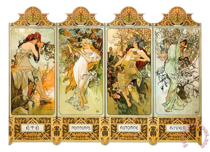 Seasons 1896 painting - Alphonse Marie Mucha Seasons 1896 Art Print