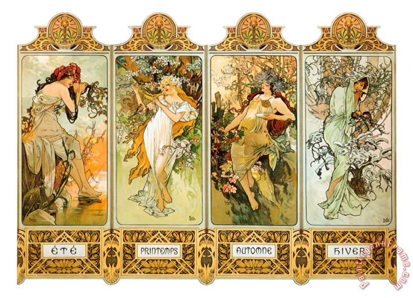 Seasons 1896 painting - Alphonse Marie Mucha Seasons 1896 Art Print Seasons 1896 painting - Alphonse Marie Mucha Seasons 1896 Art Print