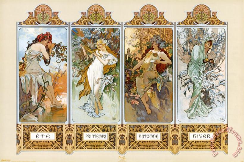 Alphonse Marie Mucha The Four Seasons Art Print