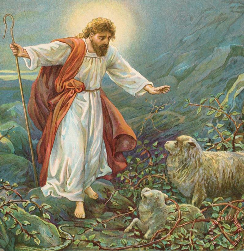 Jesus Christ The Tender Shepherd painting - Ambrose Dudley Jesus Christ The Tender Shepherd Art Print