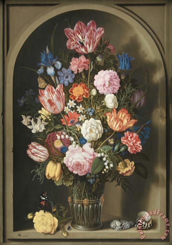 Ambrosius Bosschaert the Elder Bouquet of Flowers in a Stone Niche Art Print