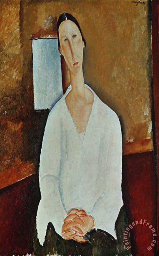 Madame Zborowska with Clasped Hands painting - Amedeo Modigliani Madame Zborowska with Clasped Hands Art Print