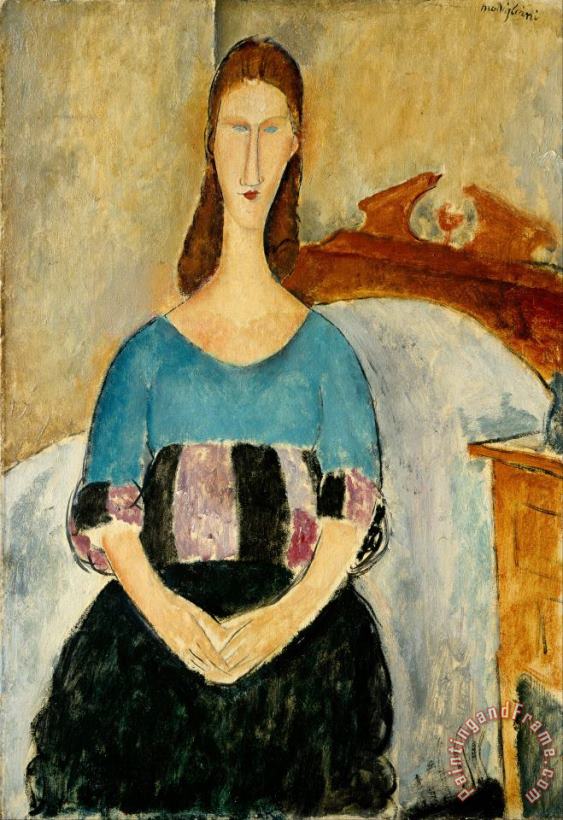 Portrait of Jeanne Hebuterne, Seated, 1918 painting - Amedeo Modigliani Portrait of Jeanne Hebuterne, Seated, 1918 Art Print
