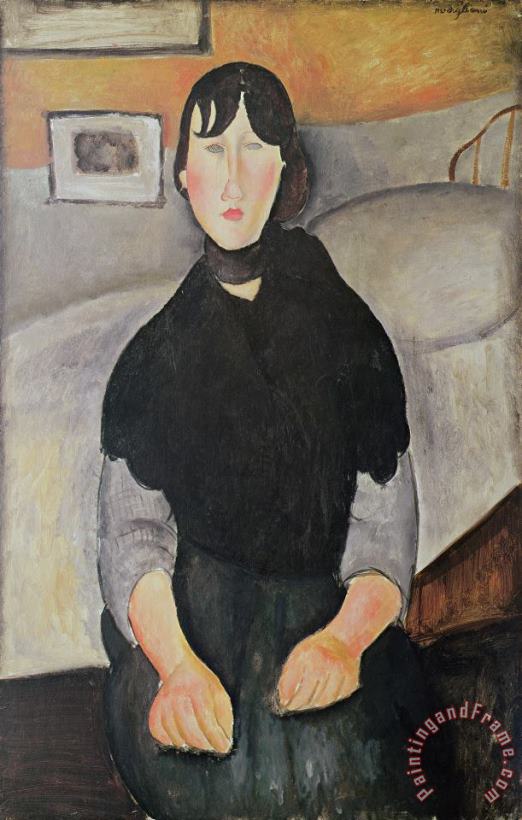 Young Woman of The People (oil on Canvas) painting - Amedeo Modigliani Young Woman of The People (oil on Canvas) Art Print