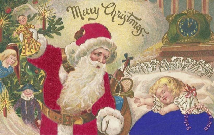 Merry Christmas painting - American School Merry Christmas Art Print