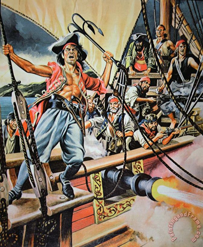 American School Pirates preparing to board a Victim Vessel Art Painting