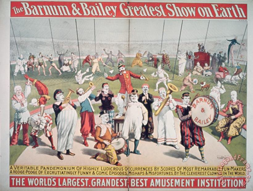 Poster advertising the Barnum and Bailey Greatest Show on Earth painting - American School Poster advertising the Barnum and Bailey Greatest Show on Earth Art Print