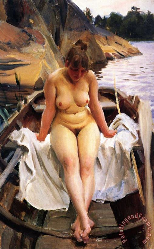 Anders Zorn In Werner's Rowing Boat Art Painting