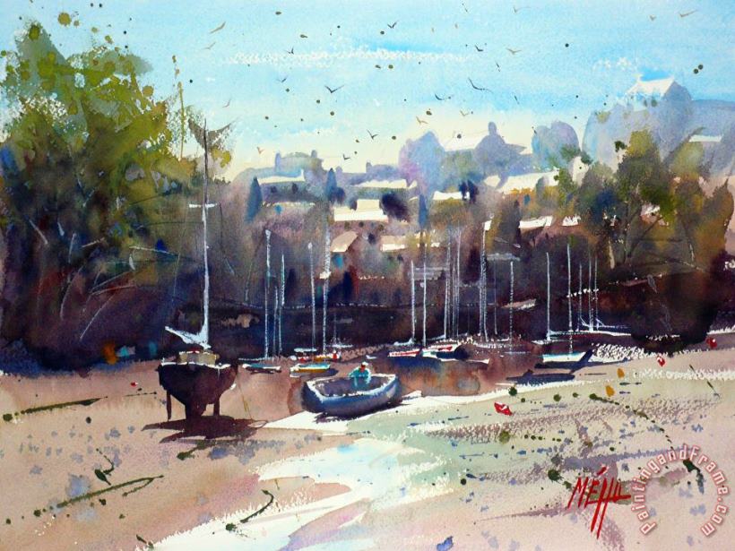 Andre Mehu Doelan little harbour in Brittany Art Print