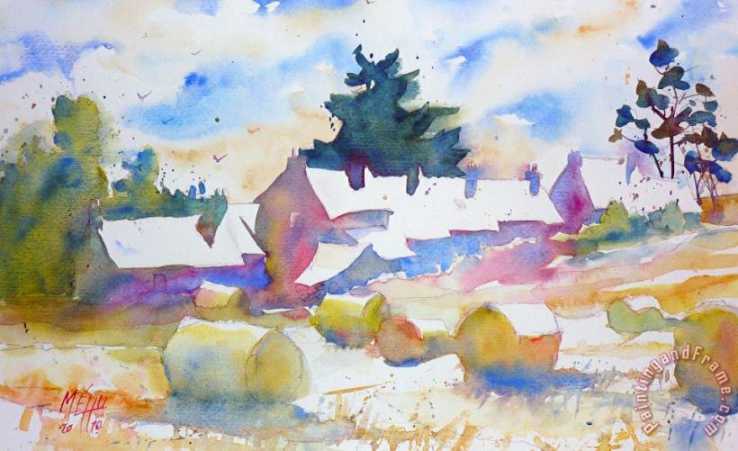 Farms isle of Groix Brittany painting - Andre Mehu Farms isle of Groix Brittany Art Print