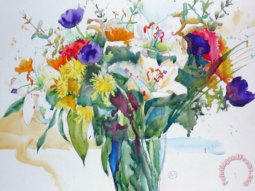 Andre Mehu Lily and anemone study Art Painting