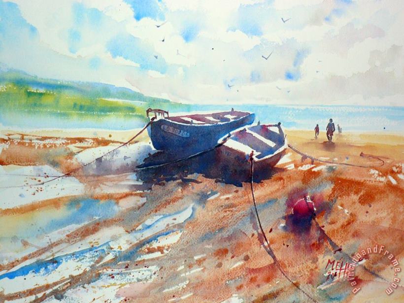 Low tide painting - Andre Mehu Low tide Art Print