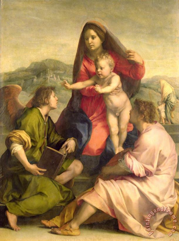 The Virgin and Child with a Saint and an Angel painting - Andrea del Sarto The Virgin and Child with a Saint and an Angel Art Print