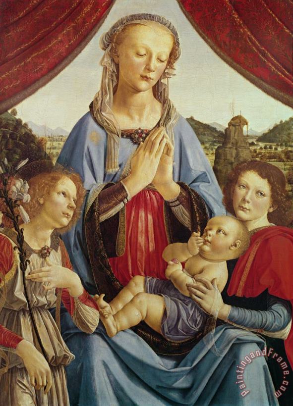 Andrea del Verrocchio The Virgin and Child with Two Angels Art Painting