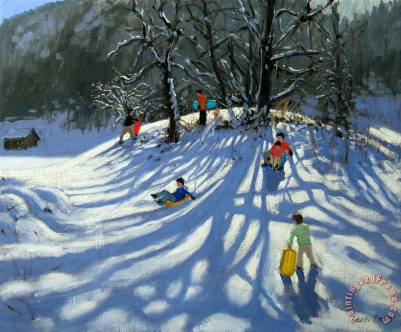Fun in the Snow painting - Andrew Macara Fun in the Snow Art Print