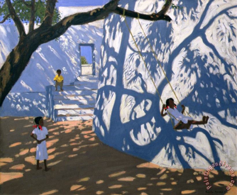 Girl on a Swing India painting - Andrew Macara Girl on a Swing India Art Print