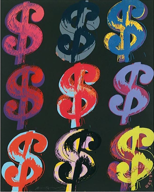 9 C 1982 on Black painting - Andy Warhol 9 C 1982 on Black Art Print