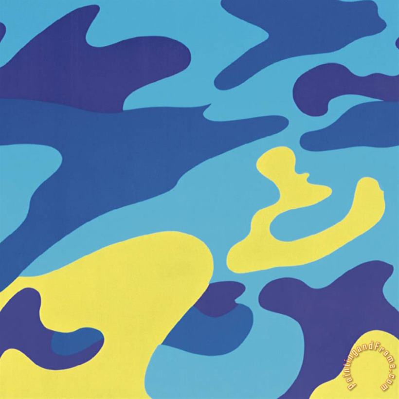 Andy Warhol Camouflage 1987 Blue Yellow Art Painting