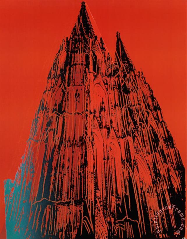 Cologne Cathedral C 1985 Red painting - Andy Warhol Cologne Cathedral C 1985 Red Art Print