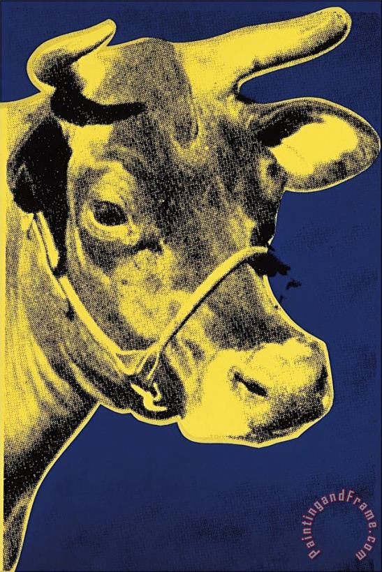 Andy Warhol Cow C 1971 Blue And Yellow Art Print