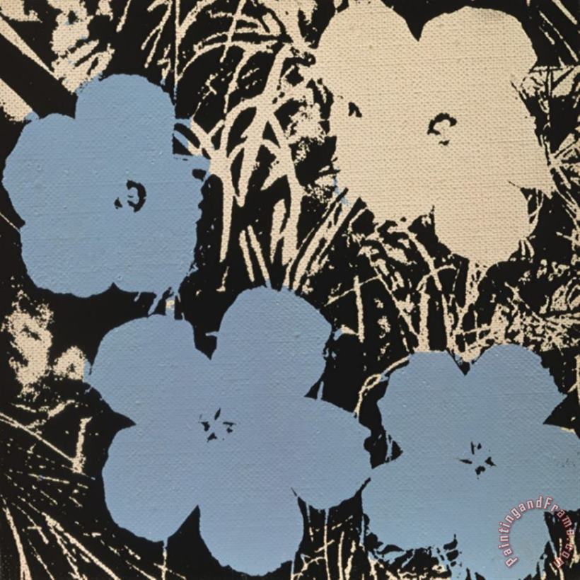 Andy Warhol Flowers C 1965 3 Blue 1 Ivory Art Painting