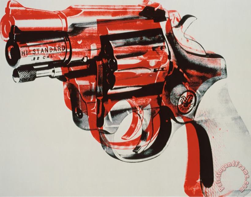 Andy Warhol Gun C 1981 82 Black And Red on White Art Painting