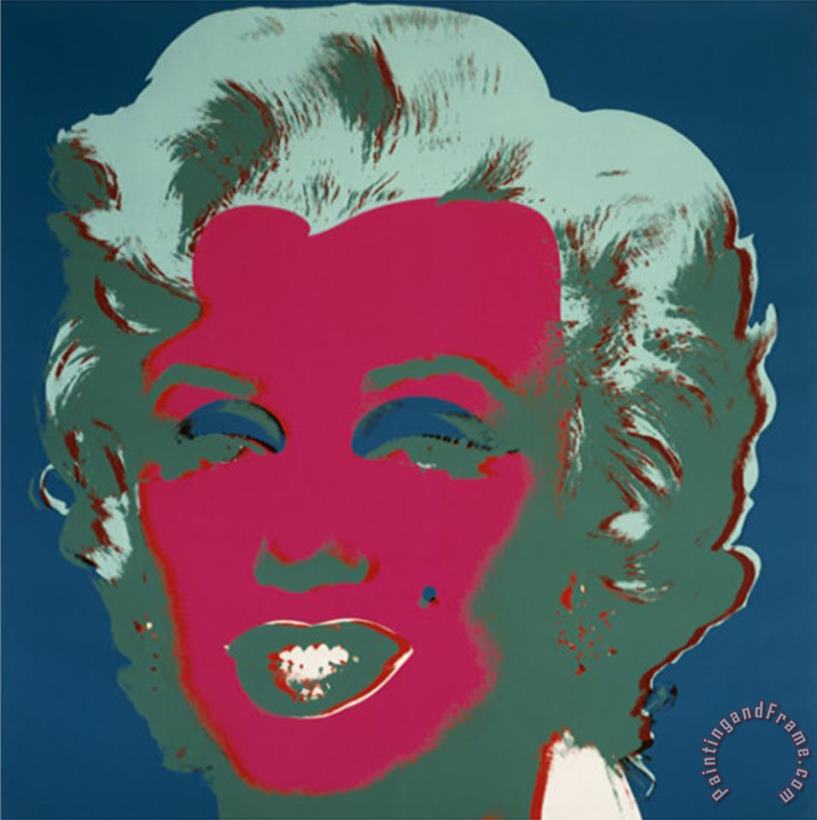 Andy Warhol Marilyn C 1967 on Peacock Blue Red Face Art Print