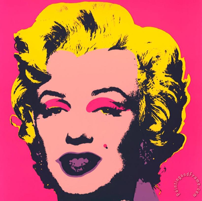 Andy Warhol Marilyn Kopf Beige Schwarz Gelb Art Painting