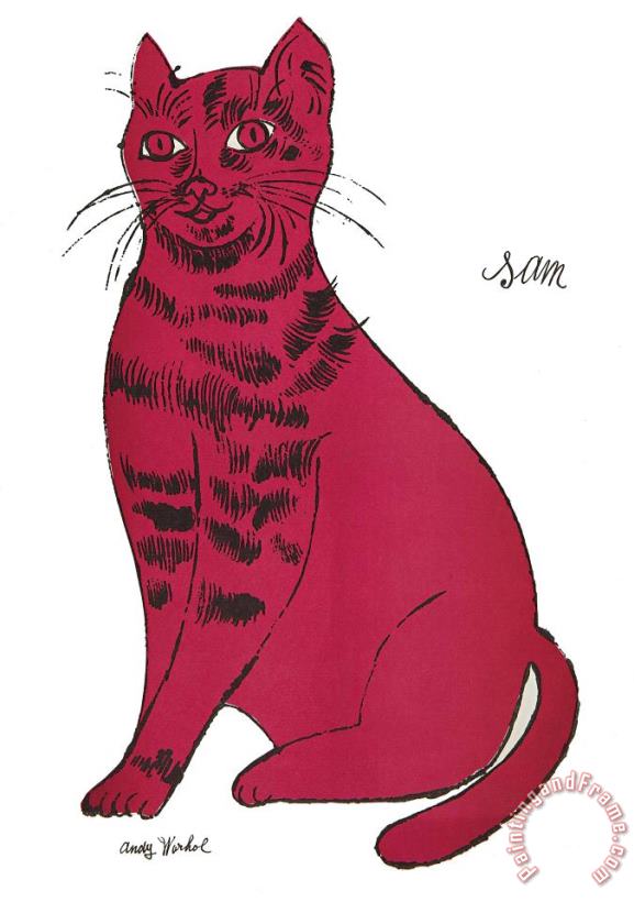 pink Sam cat painting - Andy Warhol pink Sam cat Art Print