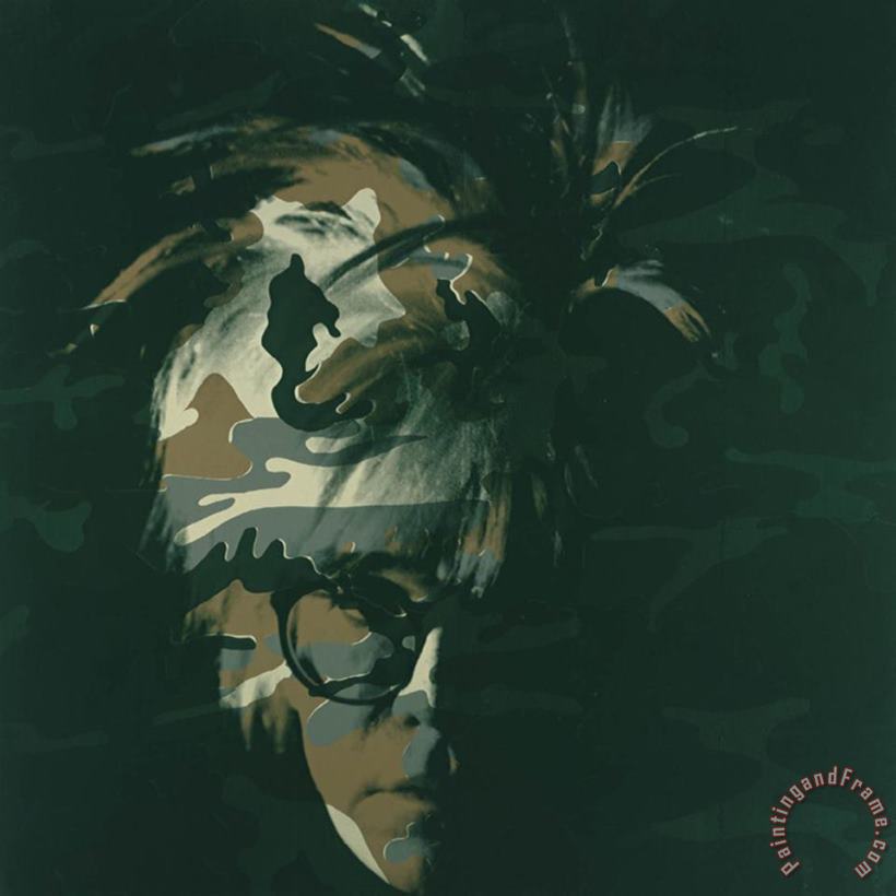 Andy Warhol Self Portrait 1986 Brown Camo Art Painting