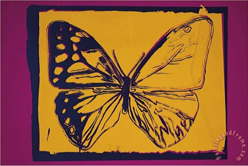 Andy Warhol Vanishing Animals Butterfly C 1986 Yellow on Purple Art Painting