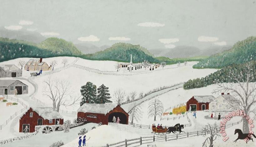 Anna Mary Robertson (grandma) Moses Over The River to Grandma's House Art Painting