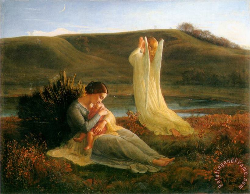The Poem of The Soul The Angel And The Mother painting - Anne Francois Louis Janmot The Poem of The Soul The Angel And The Mother Art Print
