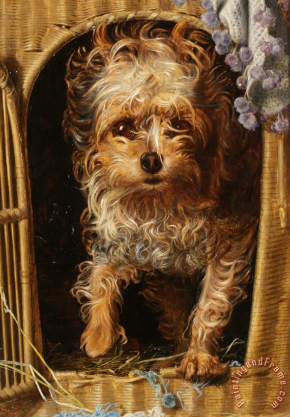 Darby in His Basket Kennel painting - Anthony Frederick Sandys Darby in His Basket Kennel Art Print