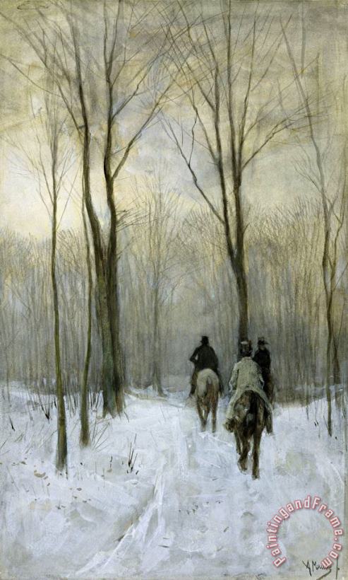 Riders in The Snow in The Haagse Bos painting - Anton Mauve Riders in The Snow in The Haagse Bos Art Print