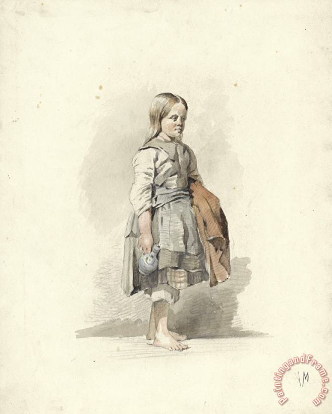 Anton Mauve Staand Meisje Met Kruik En Mantel Onder De Arm Art Print