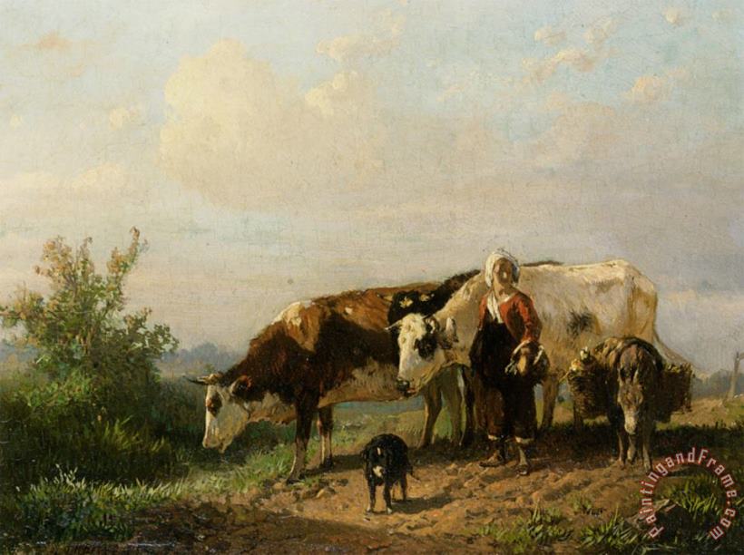 Anton Mauve The Cowherdess Art Painting