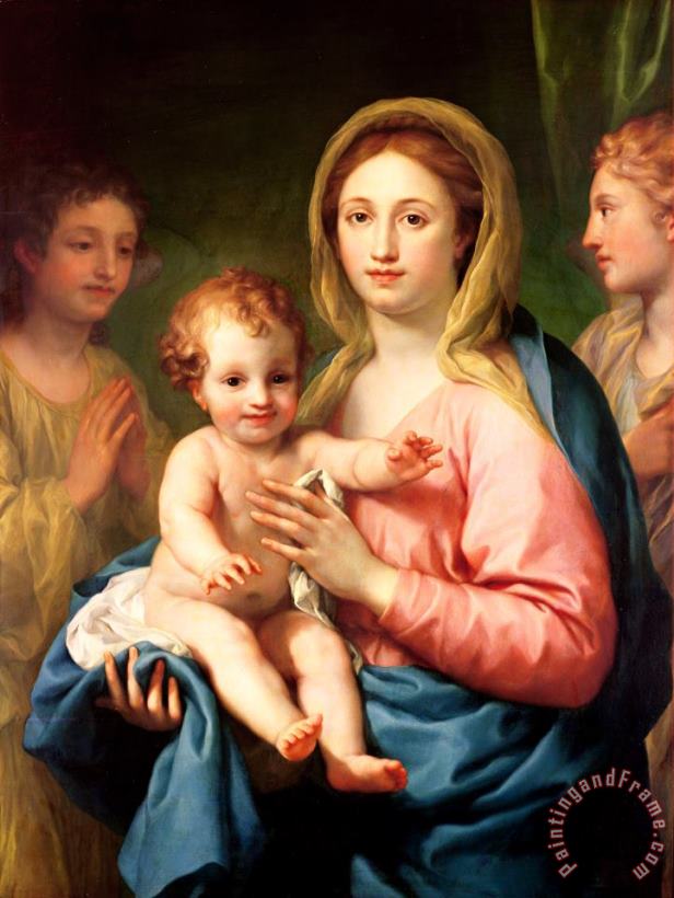 Anton Raphael Mengs Madonna And Child with Two Angels Art Painting