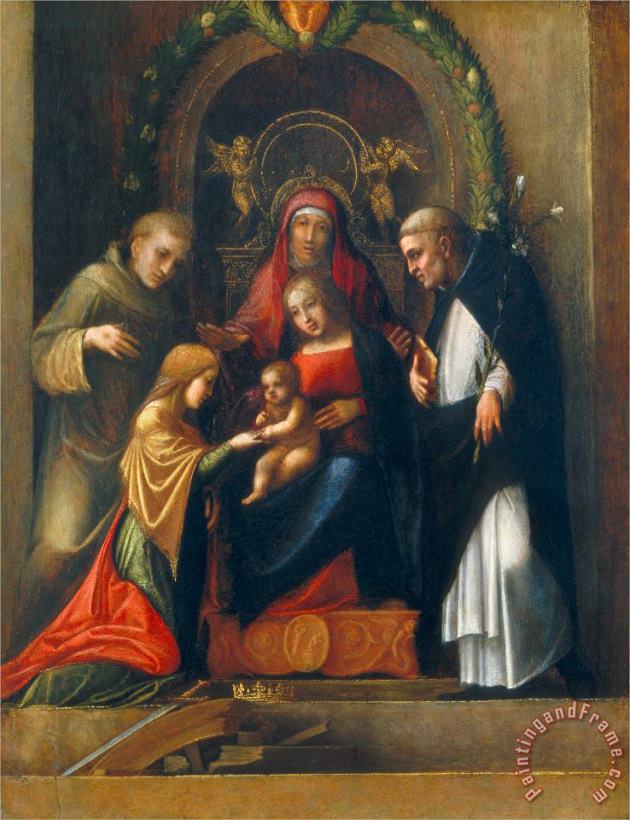 The Mystic Marriage Of St Catherine painting - Antonio Allegri Correggio The Mystic Marriage Of St Catherine Art Print