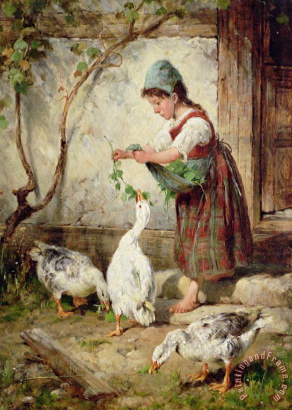 The Goose Girl painting - Antonio Montemezzano The Goose Girl Art Print
