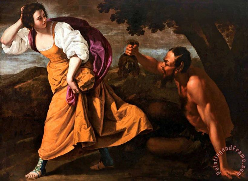 Corisca And The Satyr, 1635 painting - Artemisia Gentileschi Corisca And The Satyr, 1635 Art Print