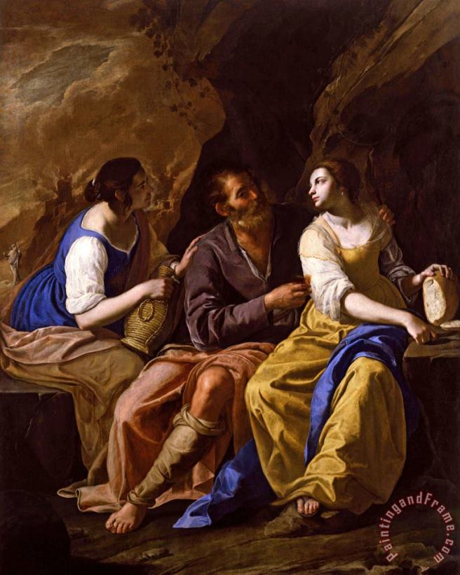 Lot And His Daughters painting - Artemisia Gentileschi Lot And His Daughters Art Print