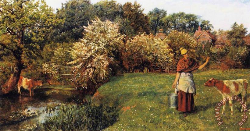 Arthur Hughes Poll The Milkmaid Art Painting