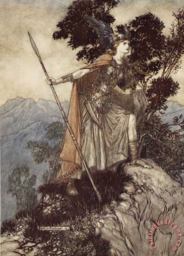 Arthur Rackham Brunnhilde From The Rhinegold And The Valkyrie Art Print