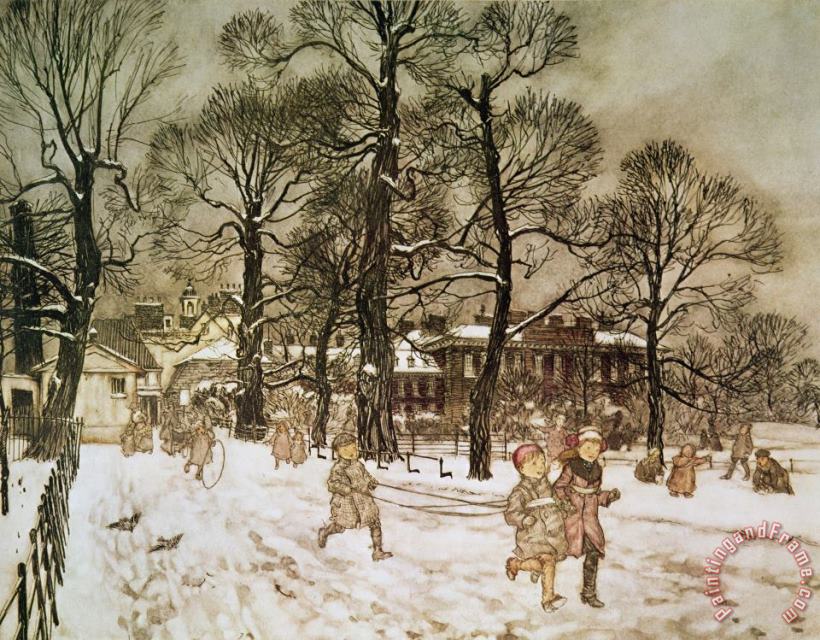 Winter in Kensington Gardens painting - Arthur Rackham Winter in Kensington Gardens Art Print