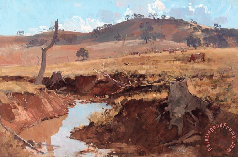 The Creek painting - Arthur Streeton The Creek Art Print