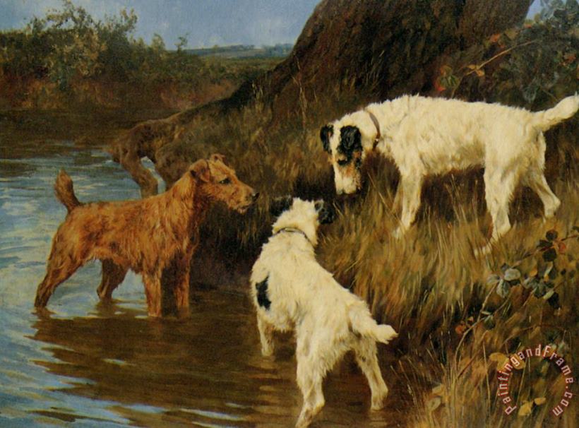 Three Terriers on The Scent painting - Arthur Wardle Three Terriers on The Scent Art Print